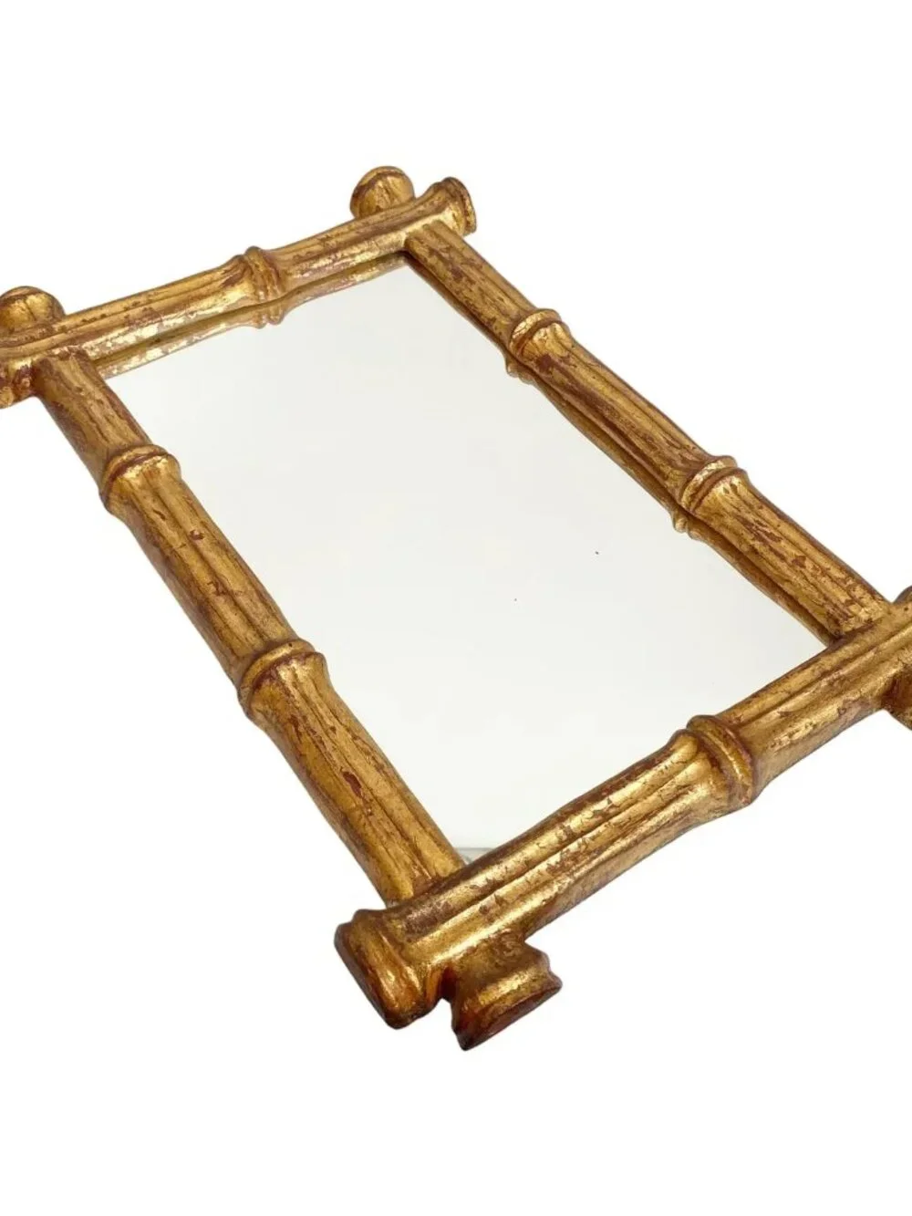 Florentia Giltwood Mirror: Italian Faux Bamboo Design | Rectangular Wall Mirror